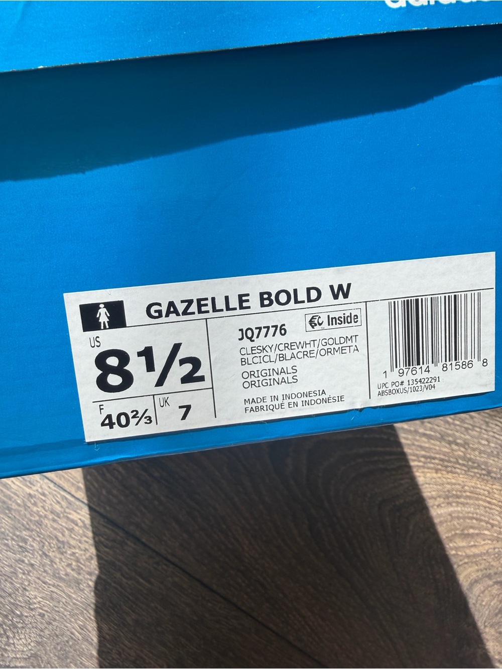 NEW Adidas Gazelle Platform Sneakers - Light Blue/Cream with Gum Sole - Picture 4 of 4